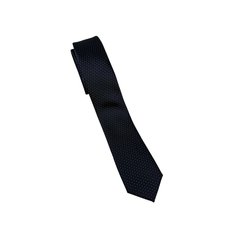 Monoprix Homme Bleu Marine Navy Blue Polka Dot Skinny Tie Men's